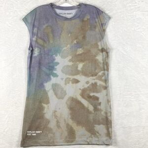 Taylor Swift Tie Dye Tunic Shirt Dress Womens L Brown Blue Boho Preppy Festival
